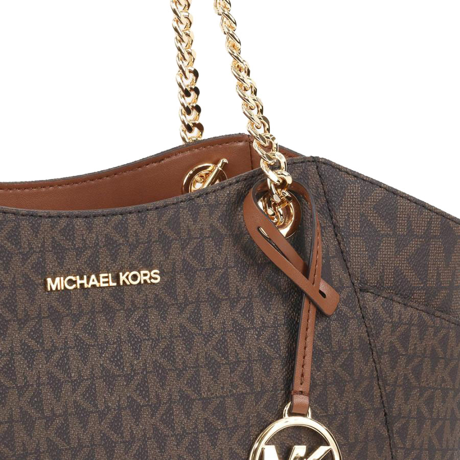 Michael Kors Tote Shoulder Bag Jet Set Travel Large Chain Shoulder Tote Brown # 35S4GTVT3B