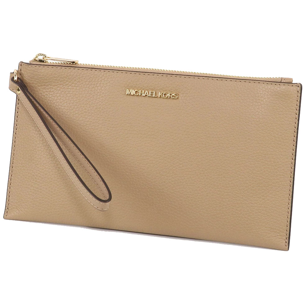 Michael Kors Large Wristlet Jet Set Travel Large Top Zip Wristlet Camel Nudge Beige # 35S4GTVW3L