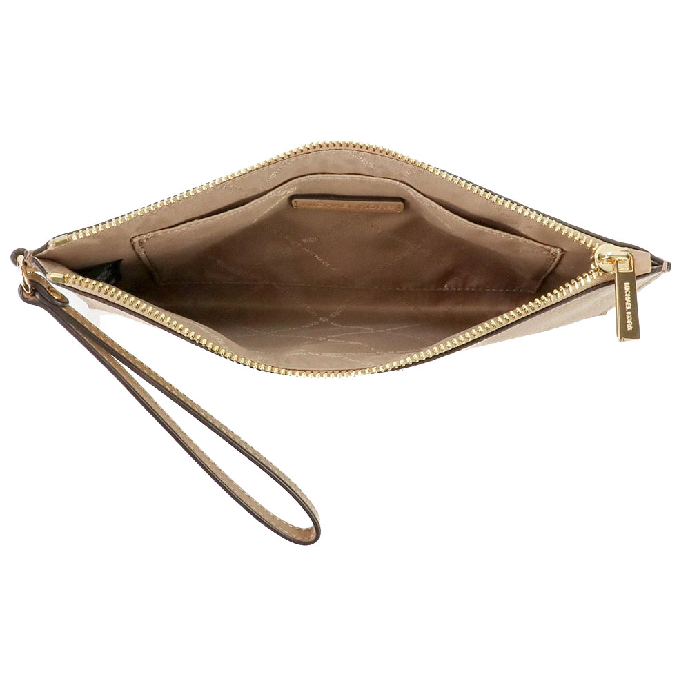 Michael Kors Large Wristlet Jet Set Travel Large Top Zip Wristlet Camel Nudge Beige # 35S4GTVW3L