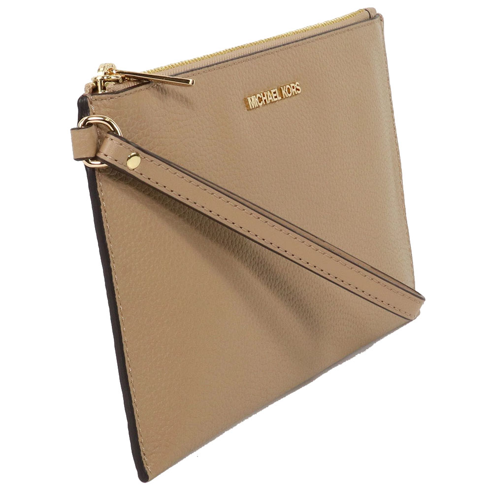 Michael Kors Large Wristlet Jet Set Travel Large Top Zip Wristlet Camel Nudge Beige # 35S4GTVW3L