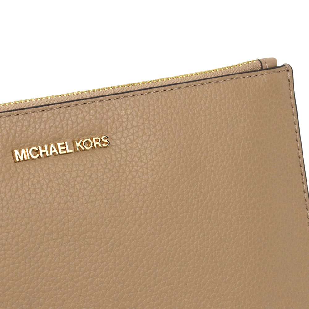 Michael Kors Large Wristlet Jet Set Travel Large Top Zip Wristlet Camel Nudge Beige # 35S4GTVW3L