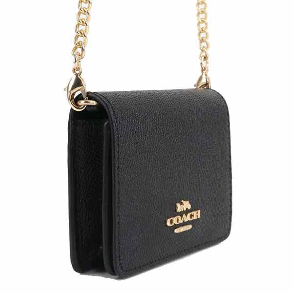 Coach Crossgrain Mini Wallet On A Chain Crossbody Bag Black # C0059