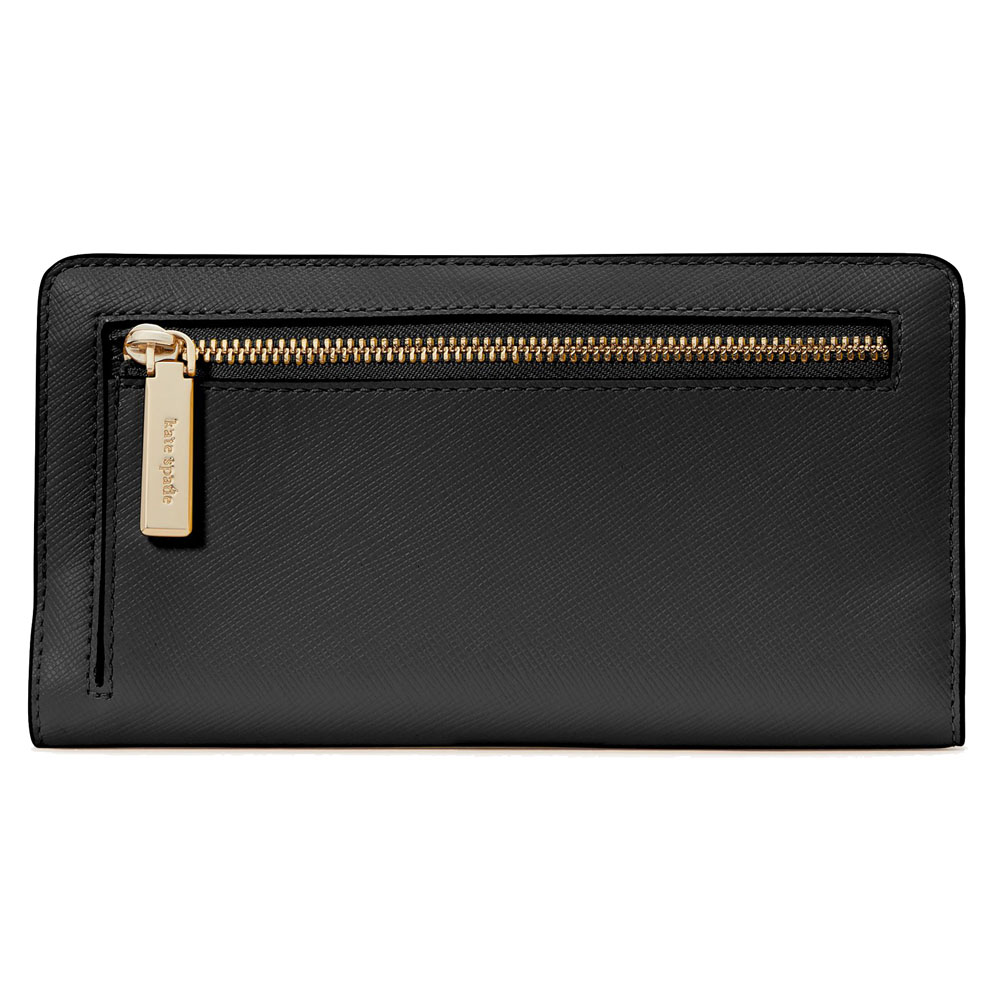 Kate Spade Long Wallet Medium Wallet Madison Saffiano Leather Large Slim Bifold Wallet Black # KI366