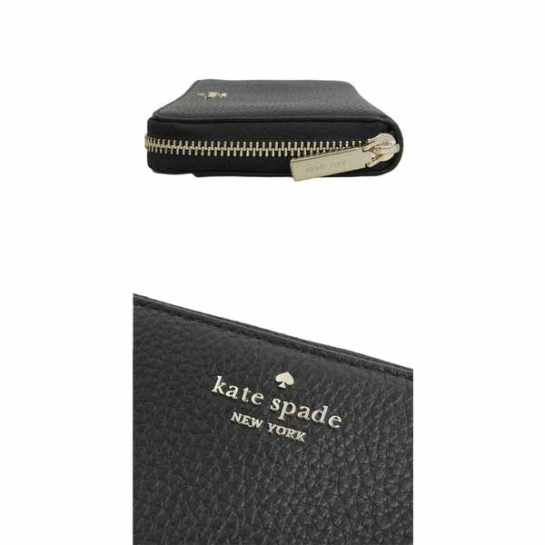 Kate Spade Long Wallet Lena Pebbled Leather Large Continental Wallet Black # KH786