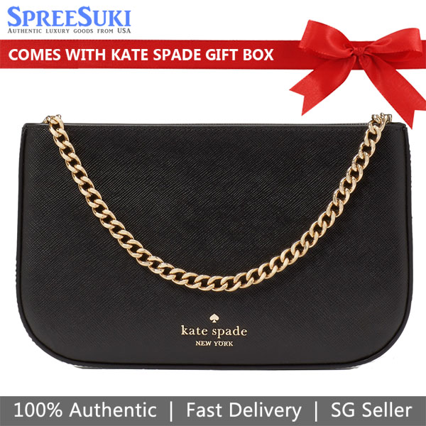 Kate Spade Madison Saffiano Leather Pochette Pouch Black # KF396