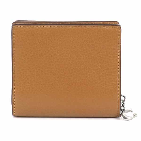 Coach Small Wallet Pebble Leather Snap Wallet Light Saddle Brown # C2862