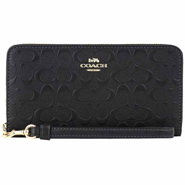 Coach Long Wallet Boxed Long Zip Around Wallet Black # CF464