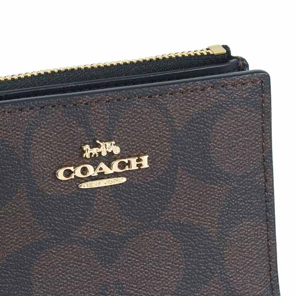 Coach Small Wallet Signature Bifold Wallet Brown Black # CM852