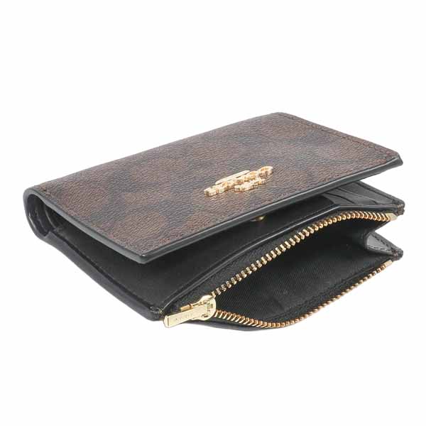 Coach Small Wallet Signature Bifold Wallet Brown Black # CM852