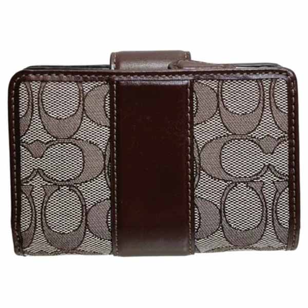 Coach Medium Wallet Medium Corner Zip Signature Jacquard Maple Brown # CU987