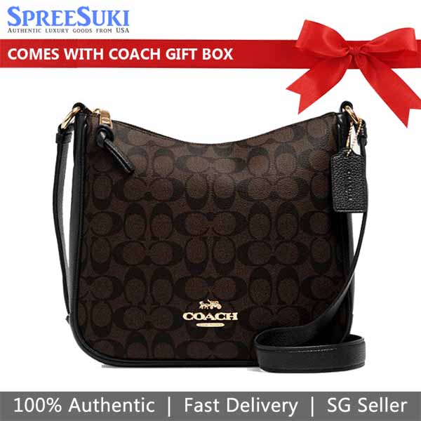 Coach Signature Ellie File Brown Black # CU959