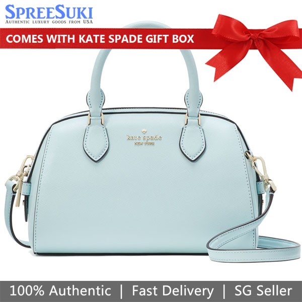 Kate Spade Crossbody Bag Sling Madison Saffiano Leather Duffle Crossbody Blue Glow # KF493