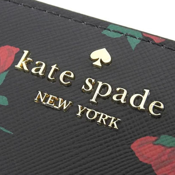 Kate Spade Long Wallet Madison Ditsy Rose Toss Large Continental Wallet Zip Around Black # KE639