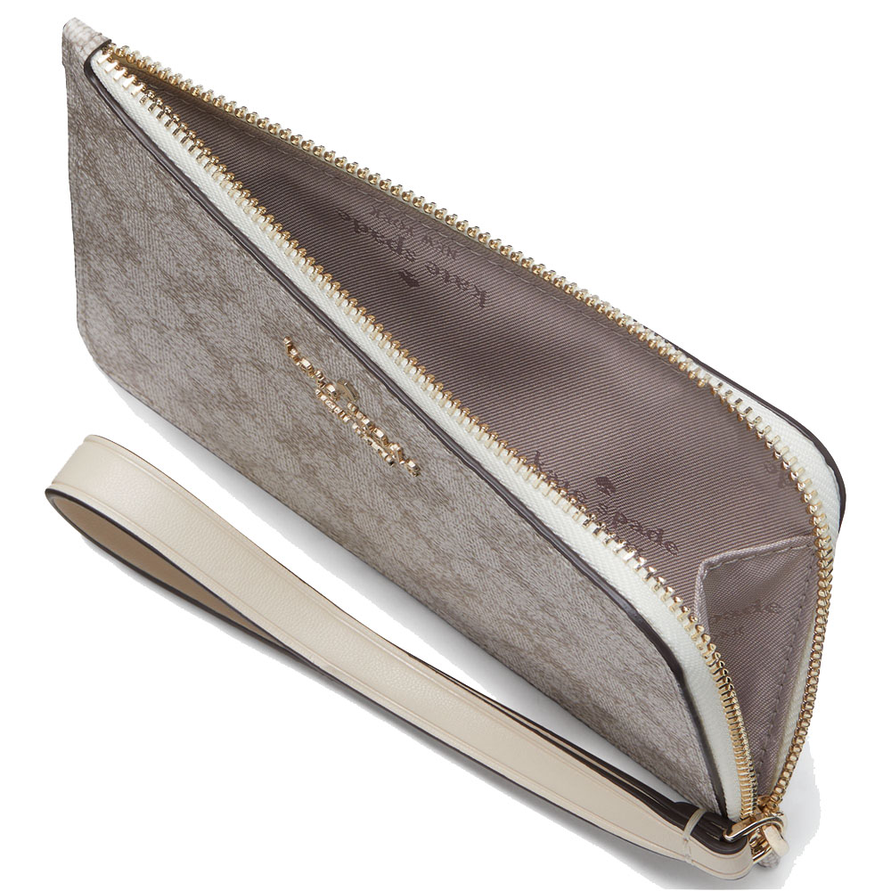 Kate Spade Small Wristlet Lucy Spade Flower Small Lzip Wristlet Dark Beige # KH614