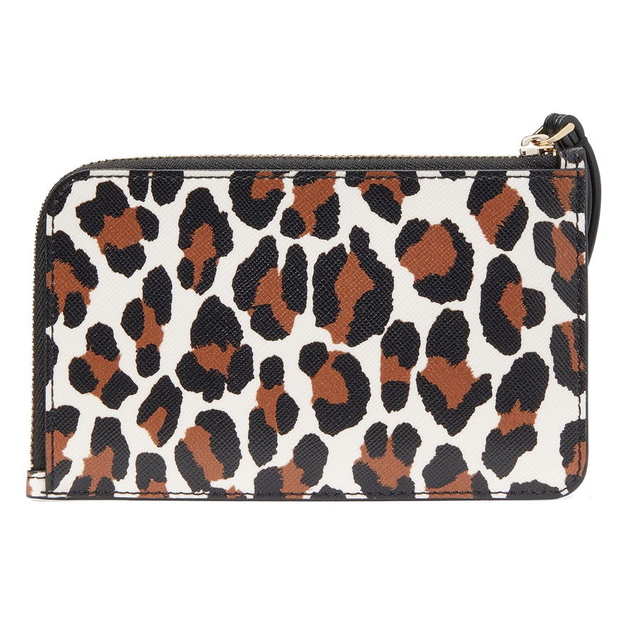 Kate Spade Small Wristlet Lucy Spotted Leopard Small Lzip Wristlet Cream Off White Brown # KH770