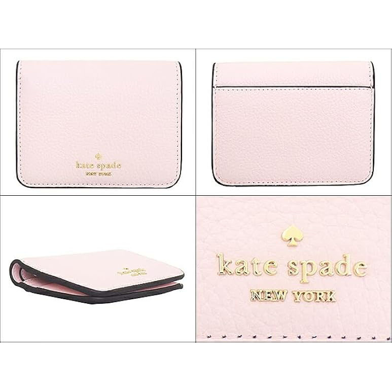 Kate Spade Small Wallet Lena Pebbled Leather Small Slim Bifold Wallet Shimmer Pink # KH788