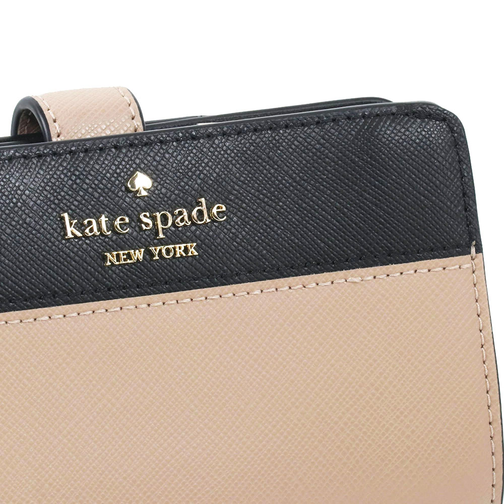 Kate Spade Medium Wallet Madison Colorblock Saffiano Leather Toasted Hazelnut Beige Nude Black # KC511