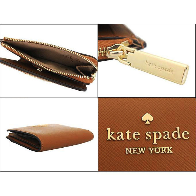 Kate Spade Small Wallet Madison Saffiano Leather Small Lzip Wallet Cavern Clay Brown # KH615