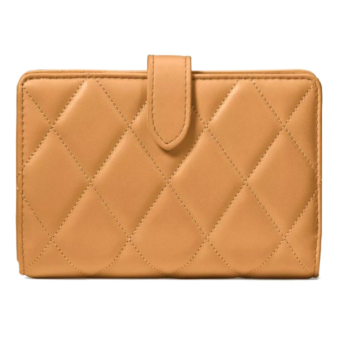 Kate Spade Medium Wallet Carey Smooth Quilted Medium Compact Bifold Tiramisu Mousse Light Brown # KG424