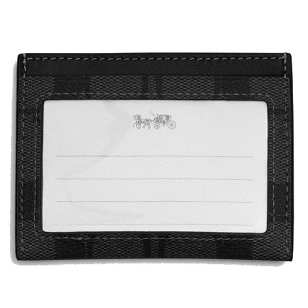 Coach Slim Id Case Signature Card Holder Charcoal Black # CQ031