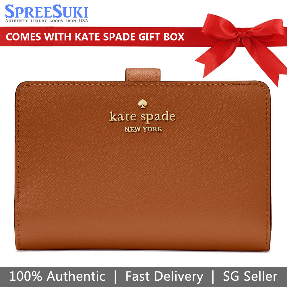 Kate Spade Madison Saffiano Leather Medium Compact Bifold Wallet Cavern Clay # KC580