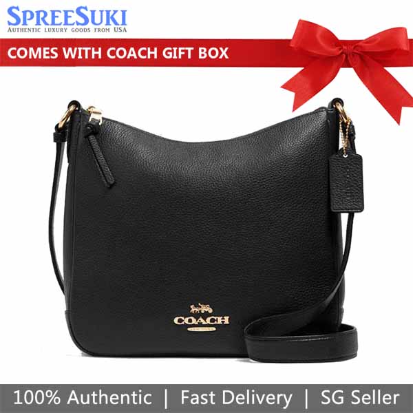 Coach Crossbody Bag Sling Pebbled Leather Ellie File Black # CU960D2