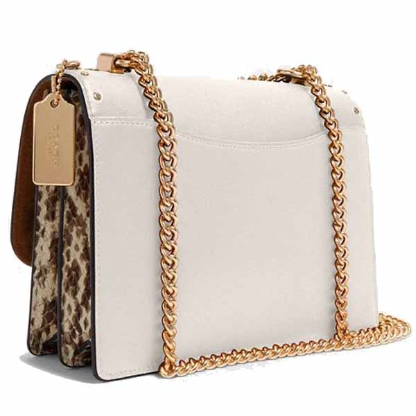 Coach Crossbody Bag Sling Klare Signature Snake Embossed Crossbody Light Khaki Chalk Off White # 90400