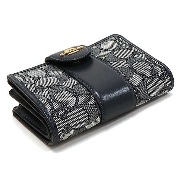 Coach Medium Wallet Medium Corner Zip Wallet In Signature Jacquard Midnight Navy Blue # CU987
