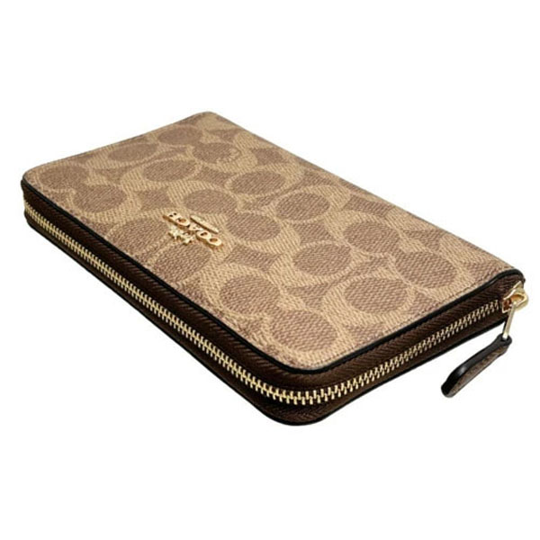 Coach Medium Wallet Medium Id Zip Signature Canvas Tan Brown # CW781