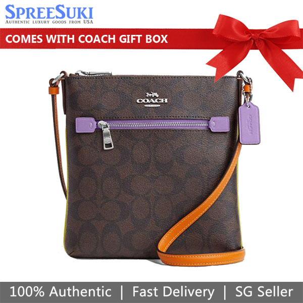 Coach Crossbody Bag Sling Signature Mini Rowan File Brown Iris # CL671