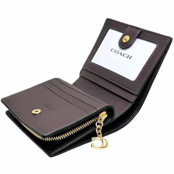 Coach Small Wallet Crocodile Embossed Snap Wallet Black # C6092
