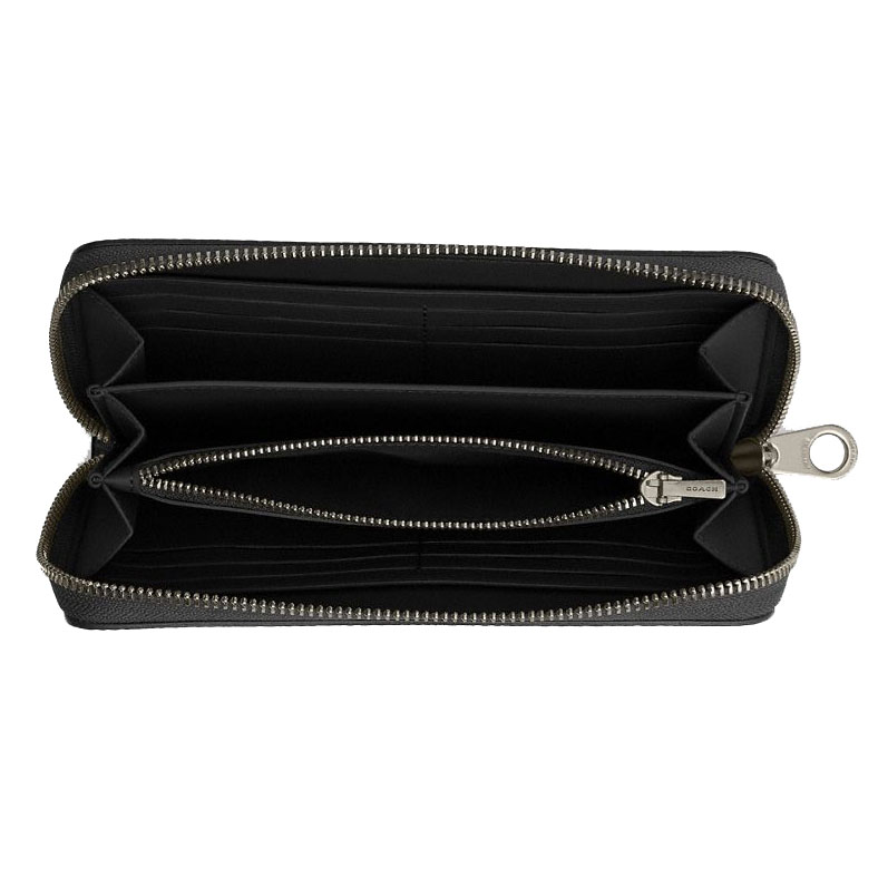 Coach Long Zip Around Wallet Signature Canvas Charcoal Black # CW778