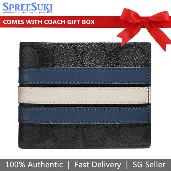 Coach 3 In 1 Signature Varsity Stripe Charcoal Black Denim Chalk # CR958