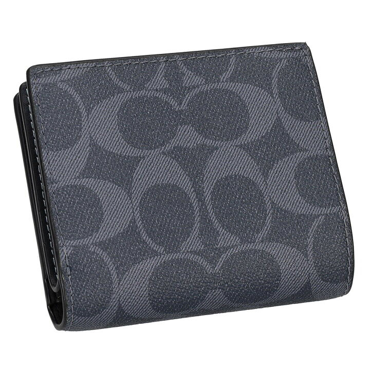 Coach Small Wallet Signature Pvc Snap Wallet Denim Midnight Navy Blue # C3309