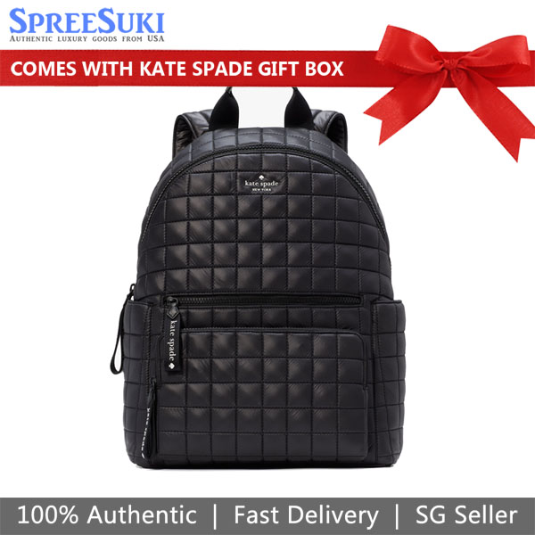 SpreeSuki Kate Spade Large Backpack Camden Quilted Backpack Black KH404