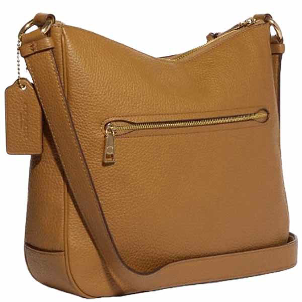 Coach Crossbody Bag Sling Pebble Leather Ellie File Light Saddle Brown # CU960