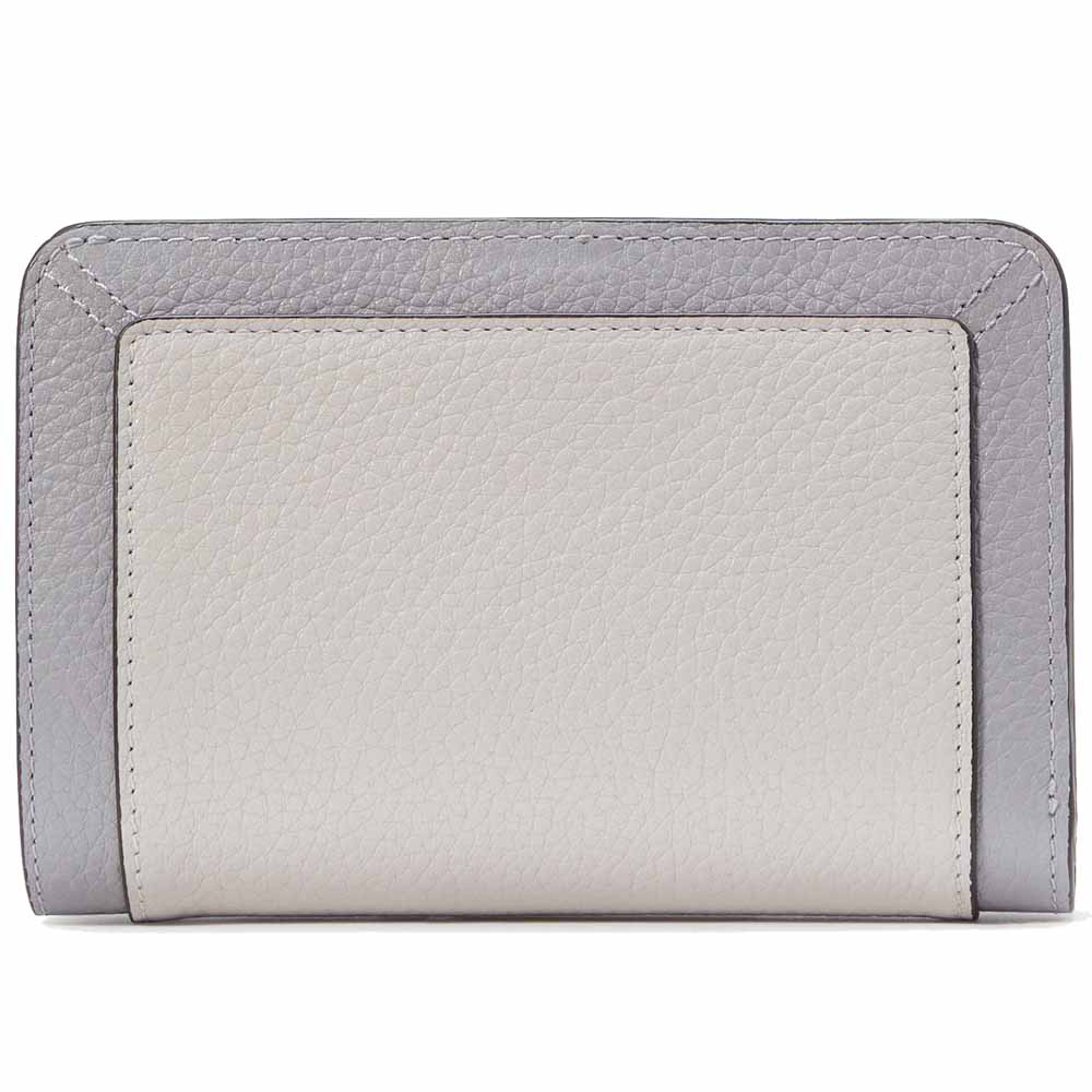 Kate Spade Lena Colorblock Pebbled Medium Compact Bifold Mountain Grey # KI834