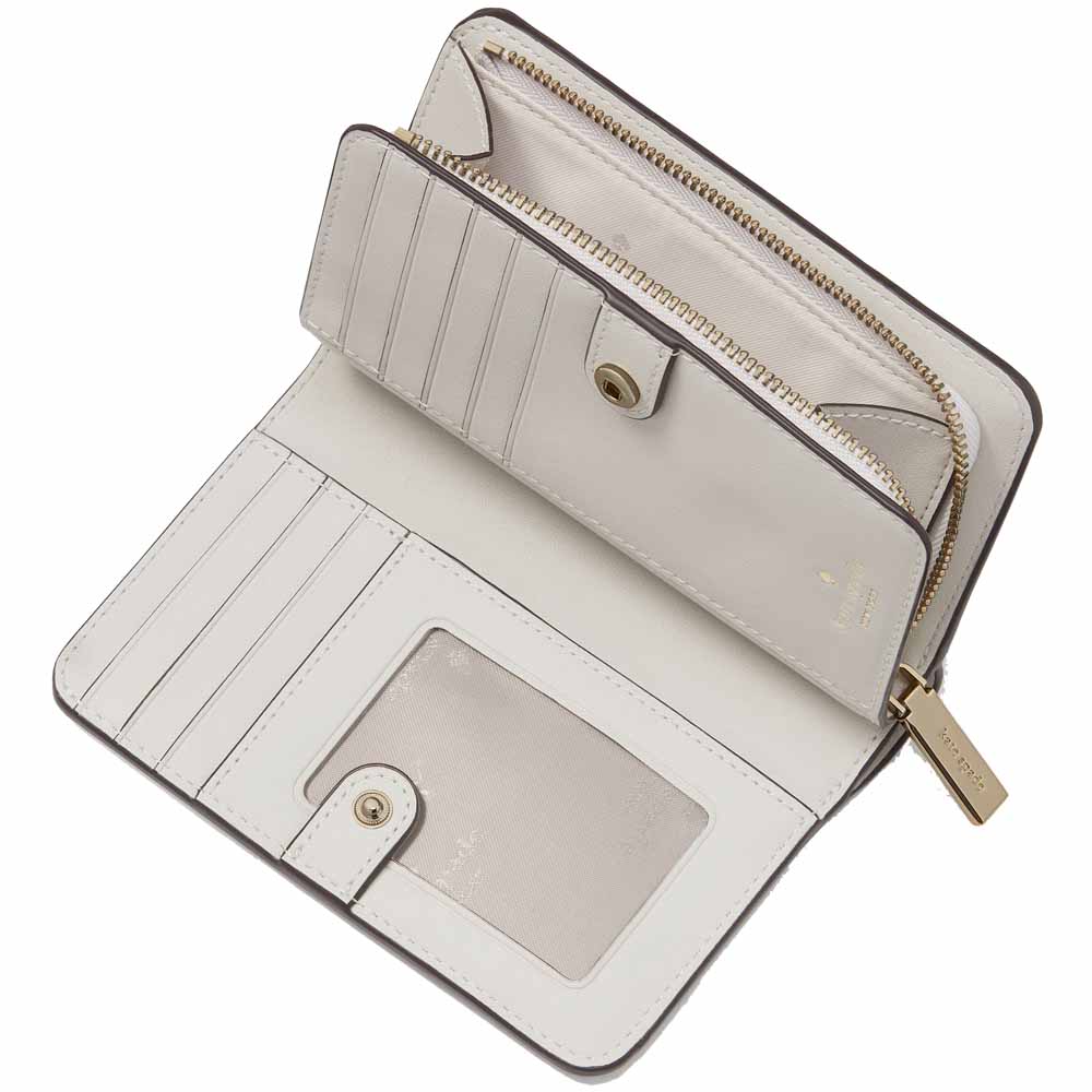 Kate Spade Lena Colorblock Pebbled Medium Compact Bifold Mountain Grey # KI834