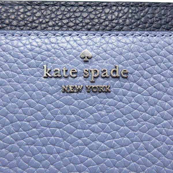 Kate Spade Medium Wallet Lena Colorblock Pebbled Medium Compact Bifold Parisian Navy Blue # KI834