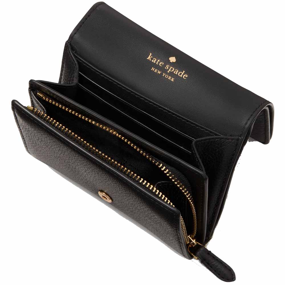 Kate Spade Small Wallet Kayla Pebble Leather Small Lzip Black # KK056