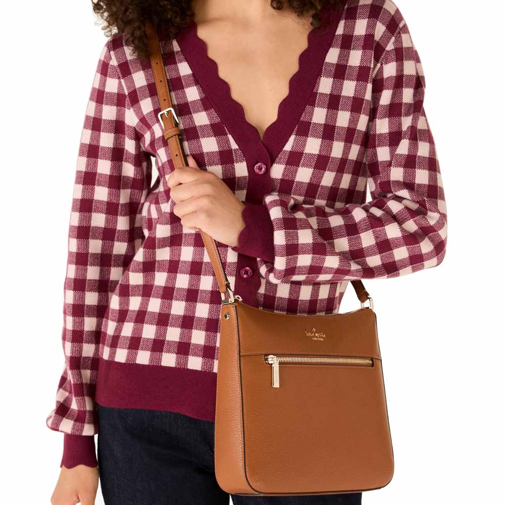 Kate Spade Lena Pebbled Leather Swingpack Crossbody Bag Sling Warm Gingerbread Brown # KH431