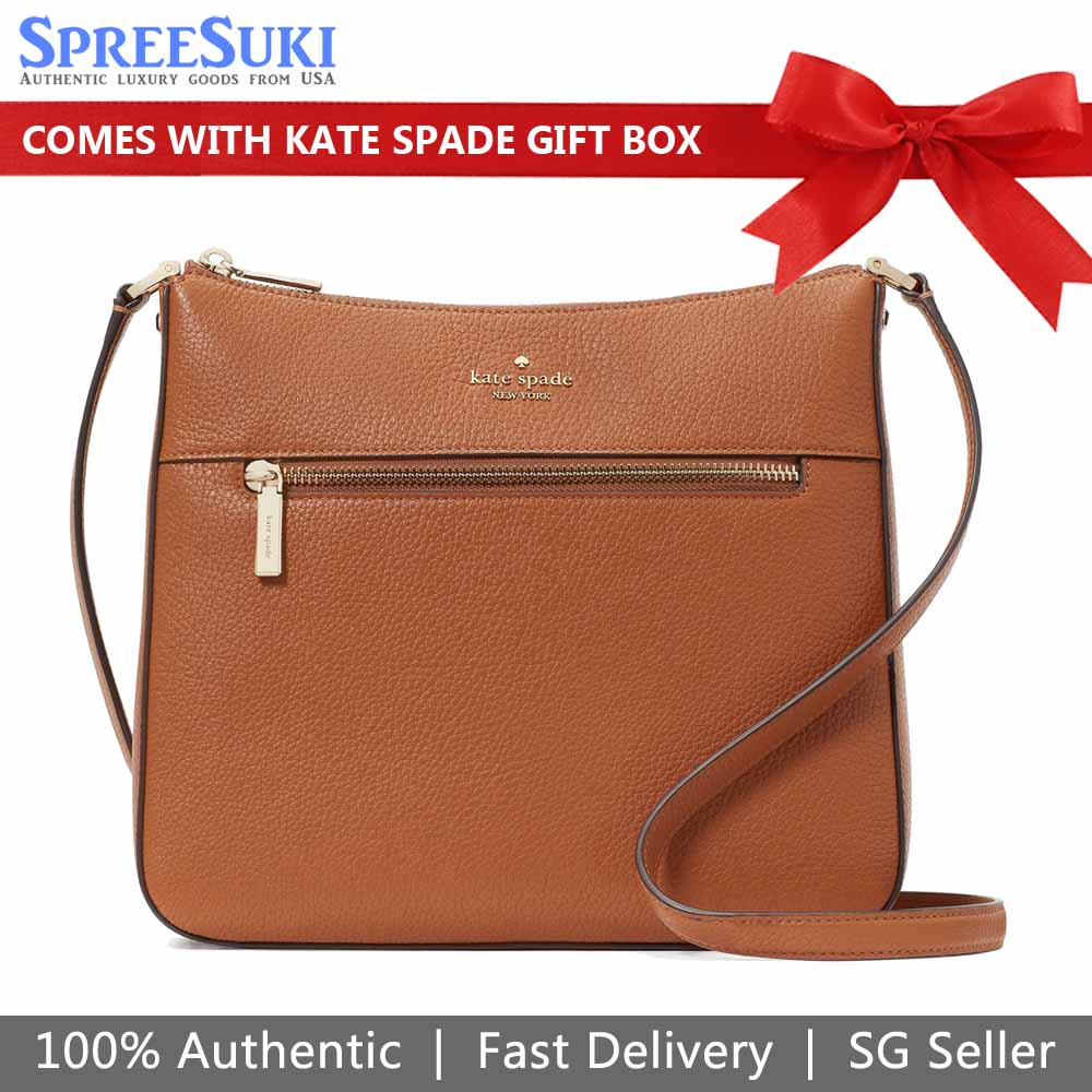 Kate Spade Lena Pebbled Leather Swingpack Crossbody Bag Sling Warm Gingerbread Brown # KH431