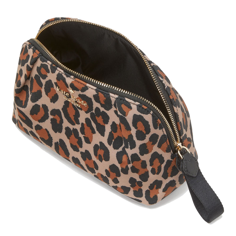 Kate Spade Chelsea Spotted Leopard Cosmetic Pouch Bag Brown # KH755