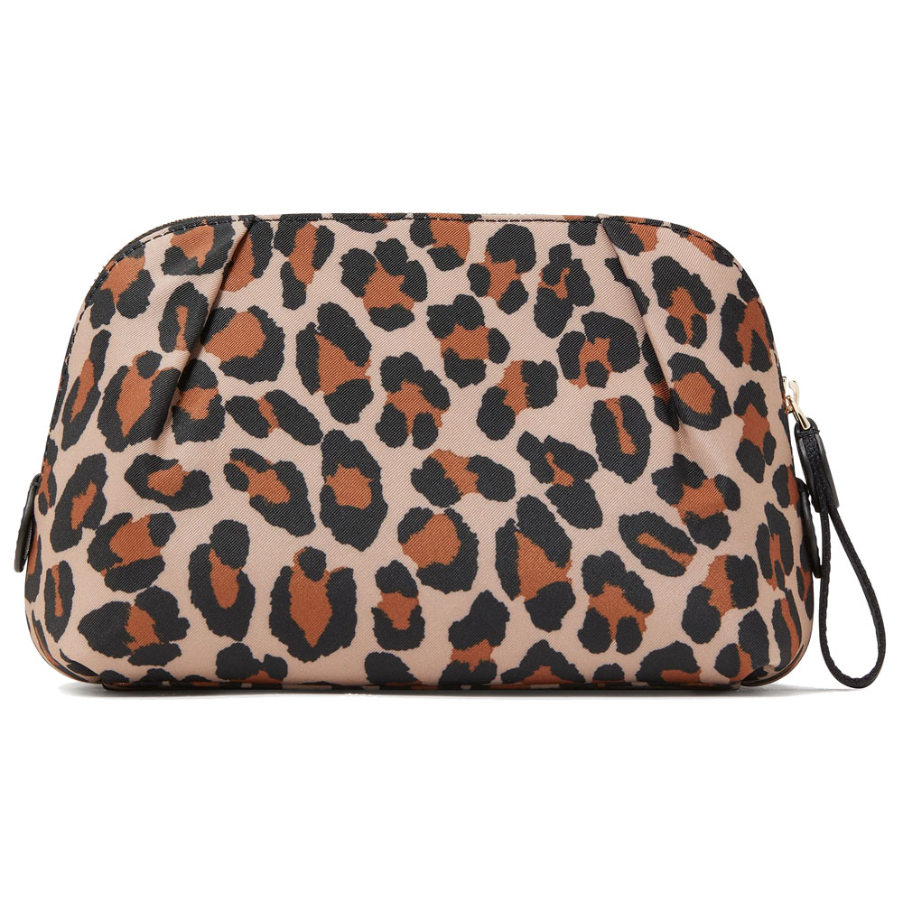 Kate Spade Chelsea Spotted Leopard Cosmetic Pouch Bag Brown # KH755