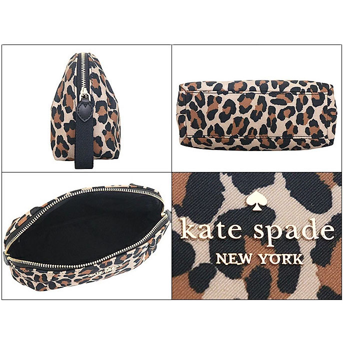 Kate Spade Chelsea Spotted Leopard Cosmetic Pouch Bag Brown # KH755