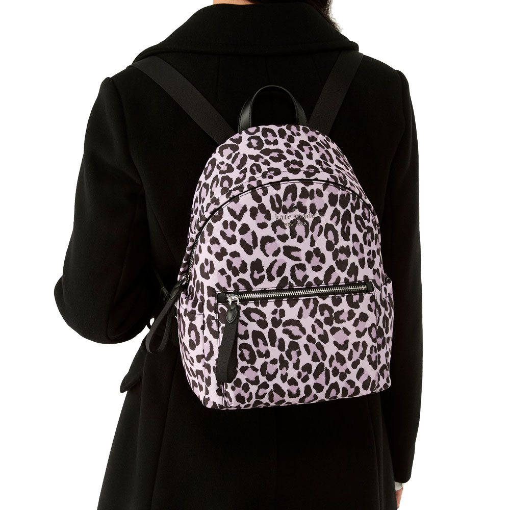 Kate Spade Chelsea Spotted Leopard Medium Backpack Violet Mist # KH413