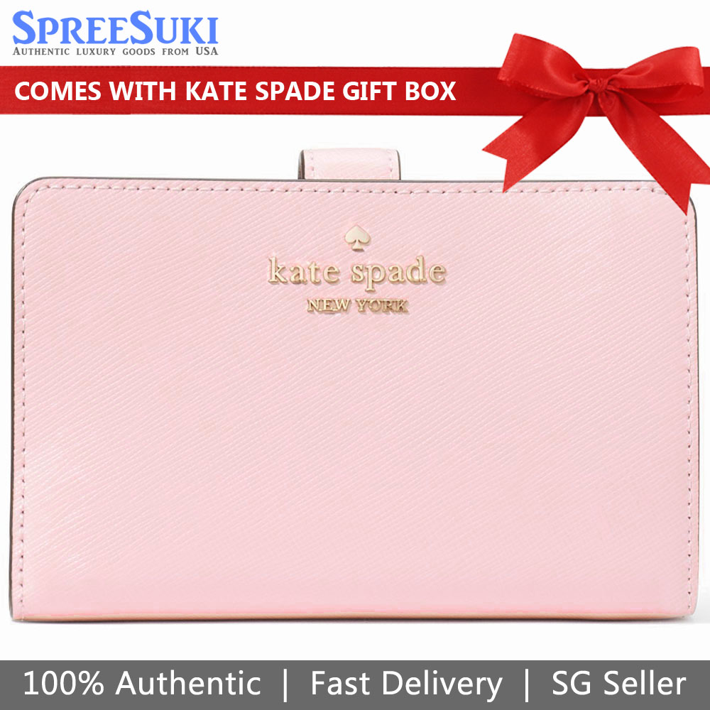 Kate Spade Medium Wallet Medium Compact Bifold Wallet Conch Pink # KC580D7