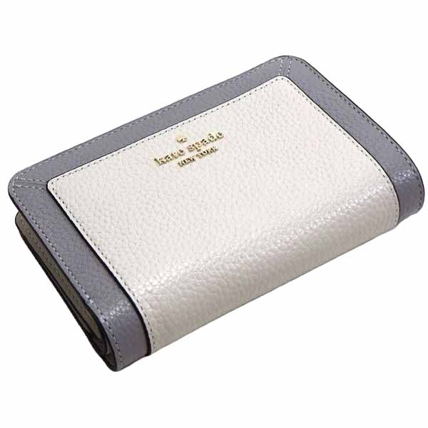 Kate Spade Lena Colorblock Pebbled Medium Compact Bifold Mountain Grey # KI834