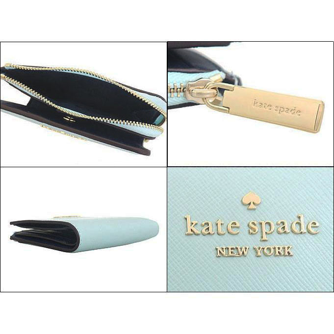 Kate Spade Small Wallet Madison Saffiano Leather Small Lzip Wallet Blue Glow # KH615D1