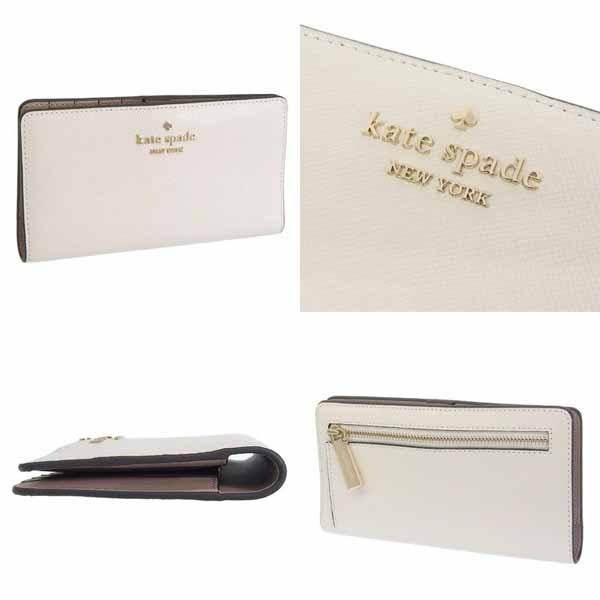 Kate Spade Long Wallet Medium Wallet Madison Saffiano Leather Large Slim Bifold Meringue Off White # KI366